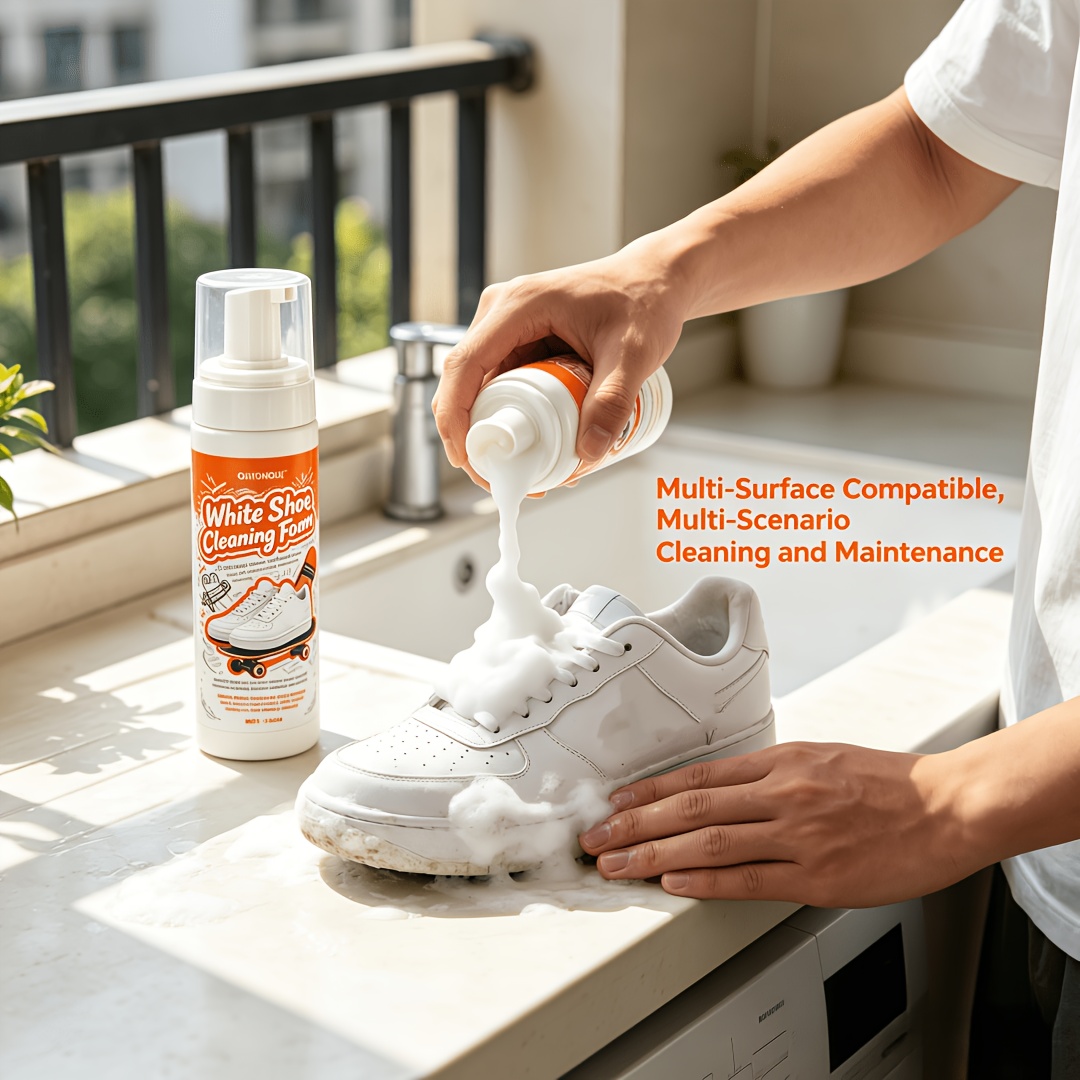 Sneaker Care Foam - 携帯用ノンリンスホワイトシューズクリーナーフォーム、スニーカー、革靴、時計、ジュエリー用多用途ケア、手動ポンプディスペンサー