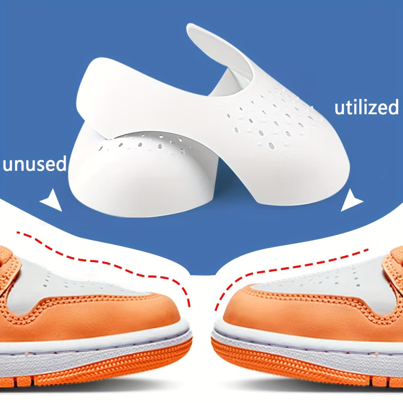 Sneaker Care Crease Protector - 4個入り しわ防止シューズシールド、スニーカーのしわ防止プロテクター、スポーツシューズ用シューシェイパー、しわ防止シューズシールド