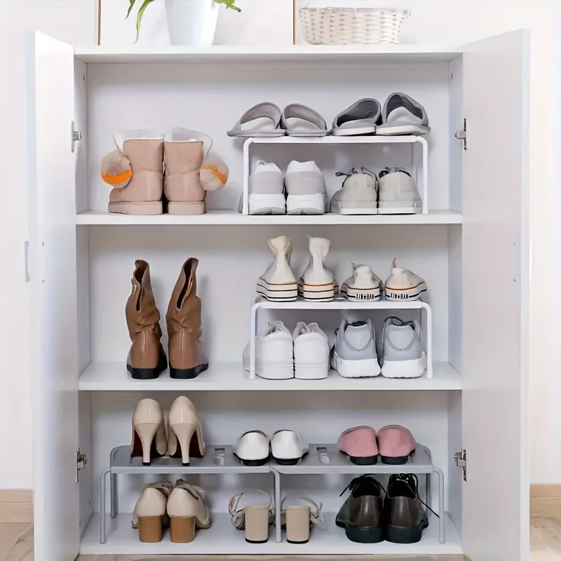 調節可能なプラスチック製シューズラック、多層収納オーガナイザ - Sneaker Care White のレビューと価格
