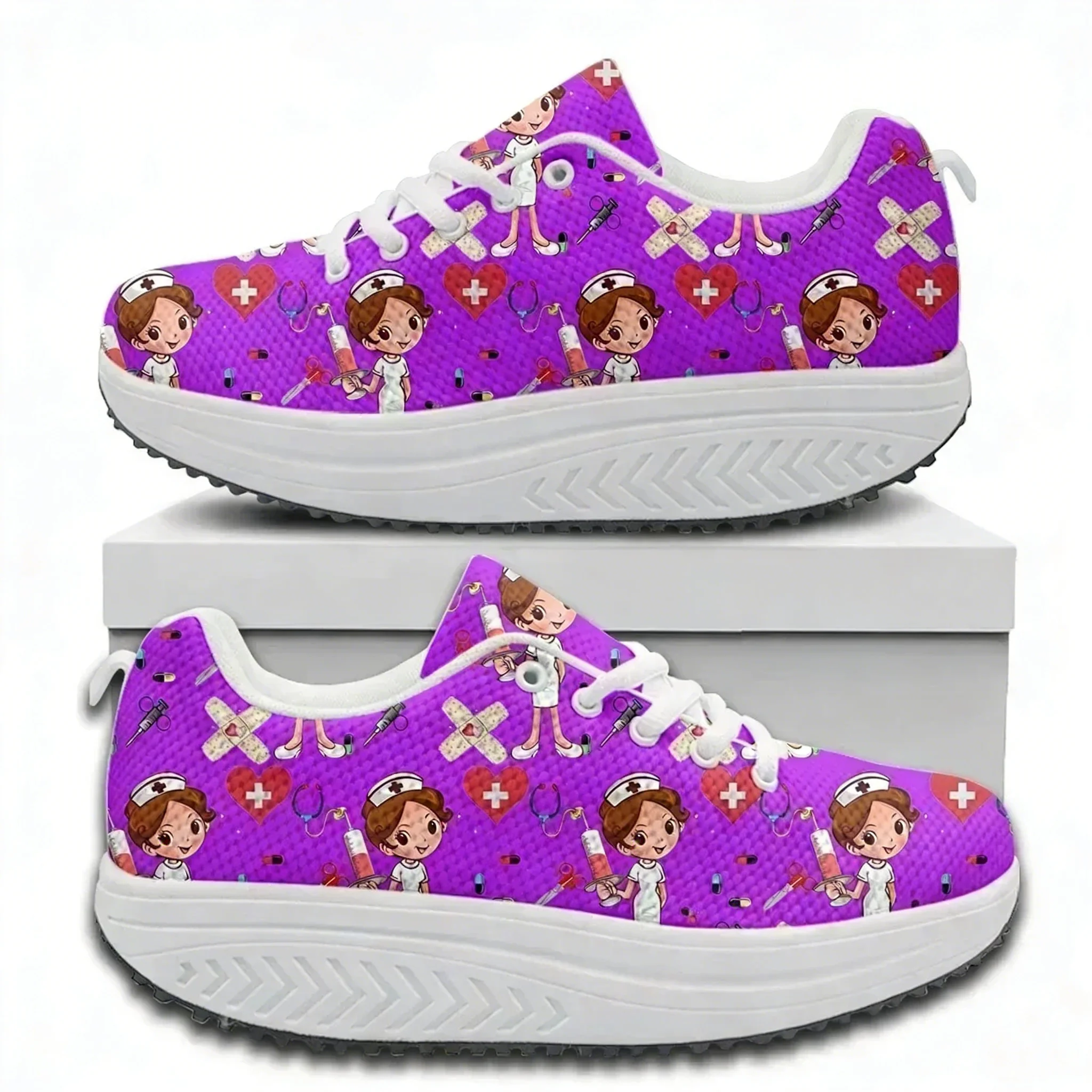 快適なレースアッププラットフォームスニーカー、医療看護師プリ - Care For Sneaker のレビューと価格