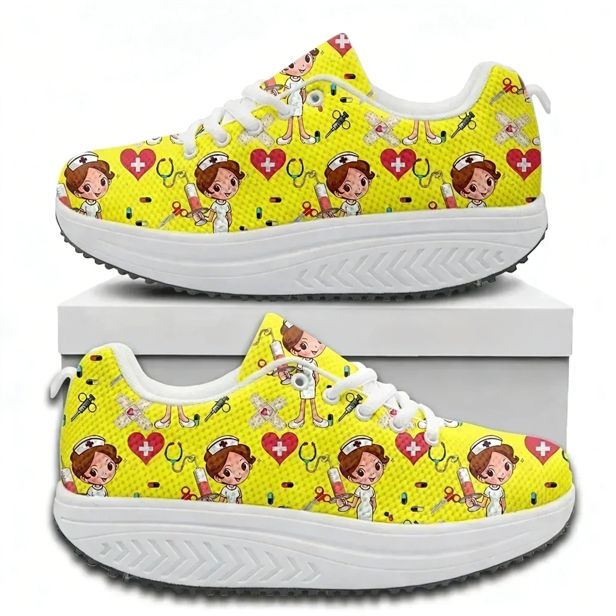 快適なレースアッププラットフォームスニーカー、医療看護師プリ - Care For Sneaker のレビューと価格